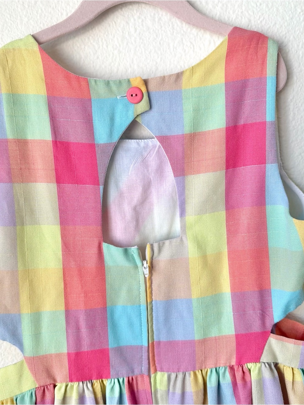 Bonnie Jean Pastel Rainbow Gingham Cutout Sundress - Girls Size 14 - Picture 8 of 8